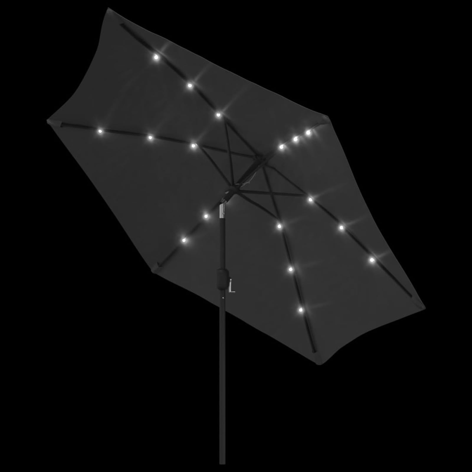 Homgoday Sombrilla de jardín con Luces LED Palo de Acero Antracita 300cm Sombrilla Terraza Exterior, Sombrilla Jardín Grande Orientable Jardín Parasol Balcón