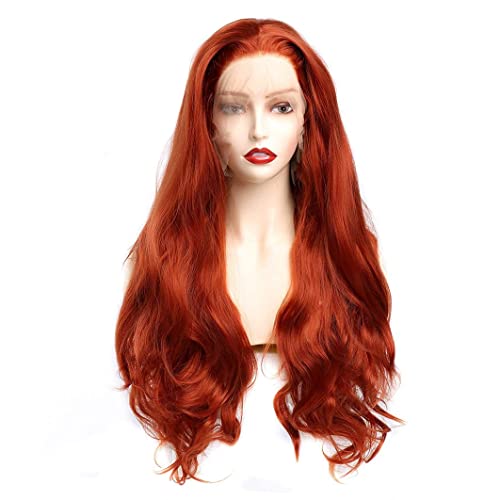 Perruque d'Halloween longue bronze rouge de 70 cm lavable pour cosplay d'anime