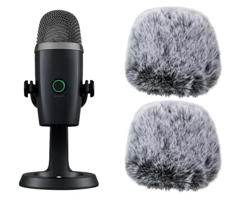 Image of SOULWIT 2Pcs Furry Pop Filter for Blue Yeti Nano - Black