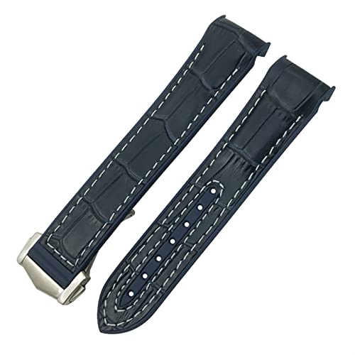 Bracelet montre silicone pour Omega Seamaster Diver 300 nylon cuir bleu blanc 22mm