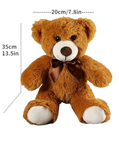 LEIGHT Peluche super morbido a forma di orsetto, REGALO per il compleanno dei bambini, Natale e San Valentino - Marrone chiaro/scuro (13,7 pollici / 35 cm) (Marrone SCURO)