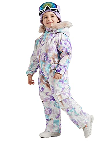 Image of Kids Girls Boys Waterproof Colorful One Piece Snowsuits Coveralls Ski Suits Jackets Winter Jumpsuits