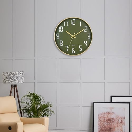 Image of SKYTONE Wall Clock 12 inch Silent Quartz Decorative Wall Clock Non-Ticking Classic Clock Round Easy to Read for Living Room, Bathroom, Kitchen, Office, School (Olive Green)