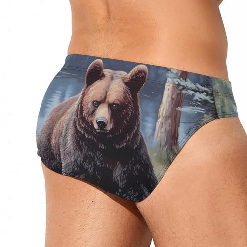 Bear Forests Men's Swim Briefs Sexy Bikini Swimsuit Beach Shorts Underwear Low Waist3