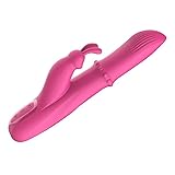 Rotating Sliding Beaded Clit Rabbit Dildo Vibrator Adult Sex Toys for Women, Triple Action G Spot Vibrators with Independent Clitoral Stimulator, Realistic Dildo Vibrators for Couple (Rose Red)