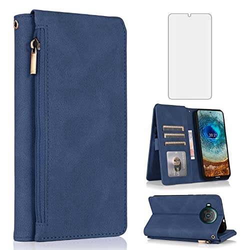 Étui de protection luxueux en verre trempé et cuir pour Nokia X20 / X10