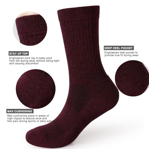 Image of EnerWear 4 Pack Women's Merino Wool Outdoor Hiking Trail Crew Sock
