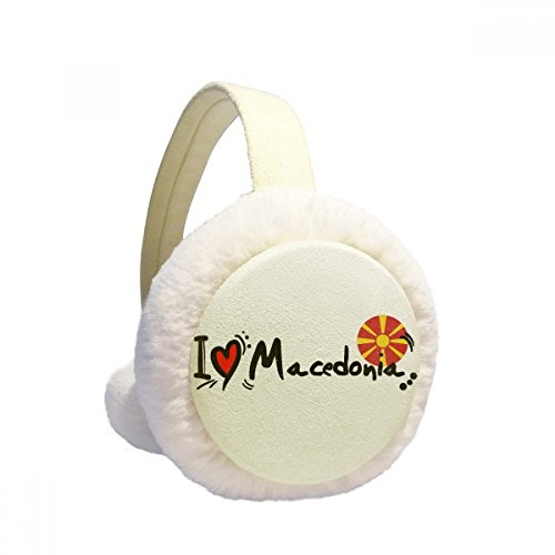 Orejeras de invierno de Macedonia con felpa plegable y diseño de corazón
