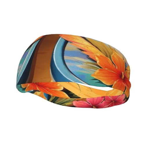 Flip Flops and Tropical Beach Scene Sports Sweatband Unisex-Adult Versatile Hair Scarves Decor