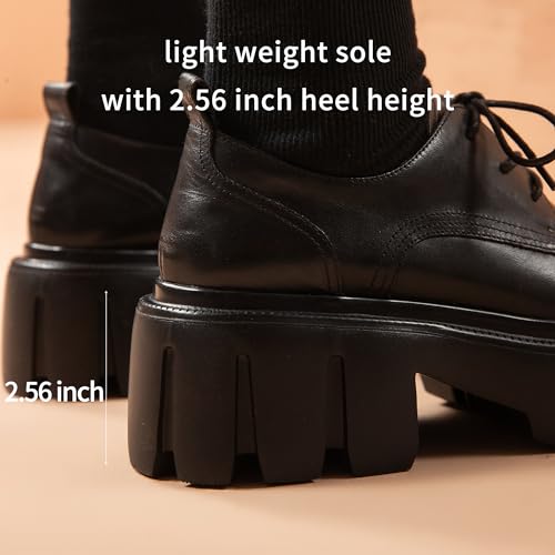 Image of BEAU TODAY Platform Oxfords for Women, Oxford Shoes for Women, Chunky Leather Lace Up Oxford Shoes, Casual Comfort Business Work Office Dress Shoes