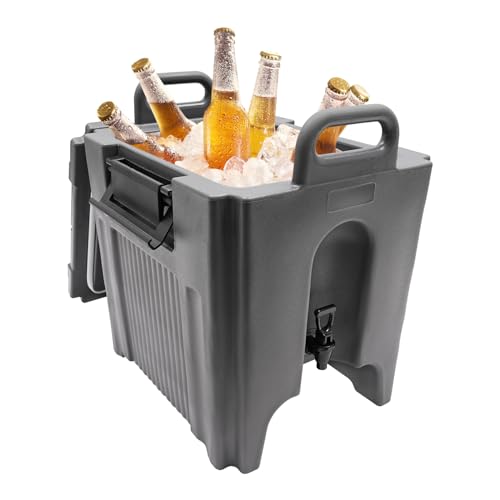 MSAIERPLR Insulated Beverage Dispenser Portable Thermal Beverage Server Insulated Beverage Dispenser with Handles 10 Gallon Commercial Beverage Dispenser for Restaurants Hotels Coffee Shop (Dark Gray)