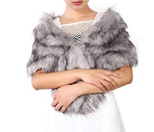 Womens 2019 Bridal Cape Wedding Wrap Scarves Winter Faux Fur Shawl Stole4