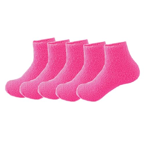 5 Pairs Womens Fuzzy Socks Soft Winter Warm Solid Socks for Ladies