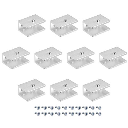 uxcell Glass Shelf Brackets - Adjustable Aluminum Alloy Glass Clamp Clip Holder Rectangle