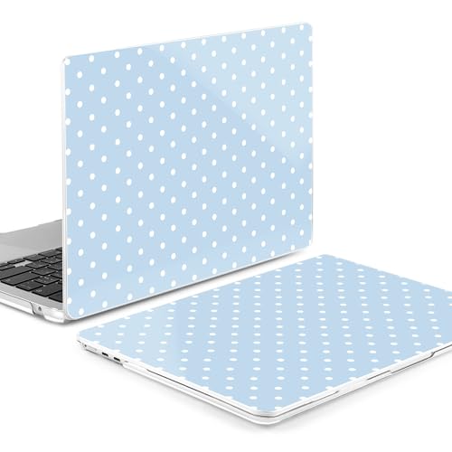 Image of MEEgoodo Case for M5 /M4 /M3 /M2 MacBook Air 13 inch 2026 2025 2024 2022, Fit Model A3449 /A3240 /A3113 /A2681, Case Compatible with MacBook Air 13.6-inch, Blue & White Polka Dots