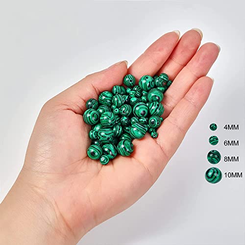 Image of 51pcs Natural Beads Round Malachite Gemstone Beads Loose Beads 8 MM || Feng Shui ||Reiki || Dana Firangi || Guardian Stone || दाना फिरंग रत्न