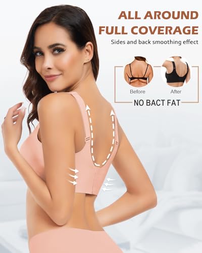 Image of Wireless Support Bra Full Coverage Padded Push Up Anti Sagging Comfortable Seamless Lace Bras No Underwire