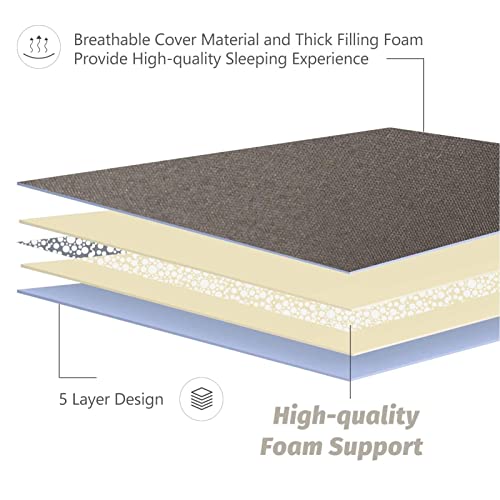 MAXYOYO Japanese Floor Mattress Futon Mattress, Thicken Tatami Mat Sleeping Pad Foldable Roll Up Mat for Boys Girls Dormitory Kids Floor Bed, Charcoal Grey, Twin