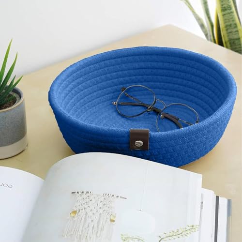 Image of JK enterprises Rope Storage Natural Handwoven Jute Shelf Basket For Your Home & Kitchen (Small,Medium,Large) - Pack of 3 (Blue)