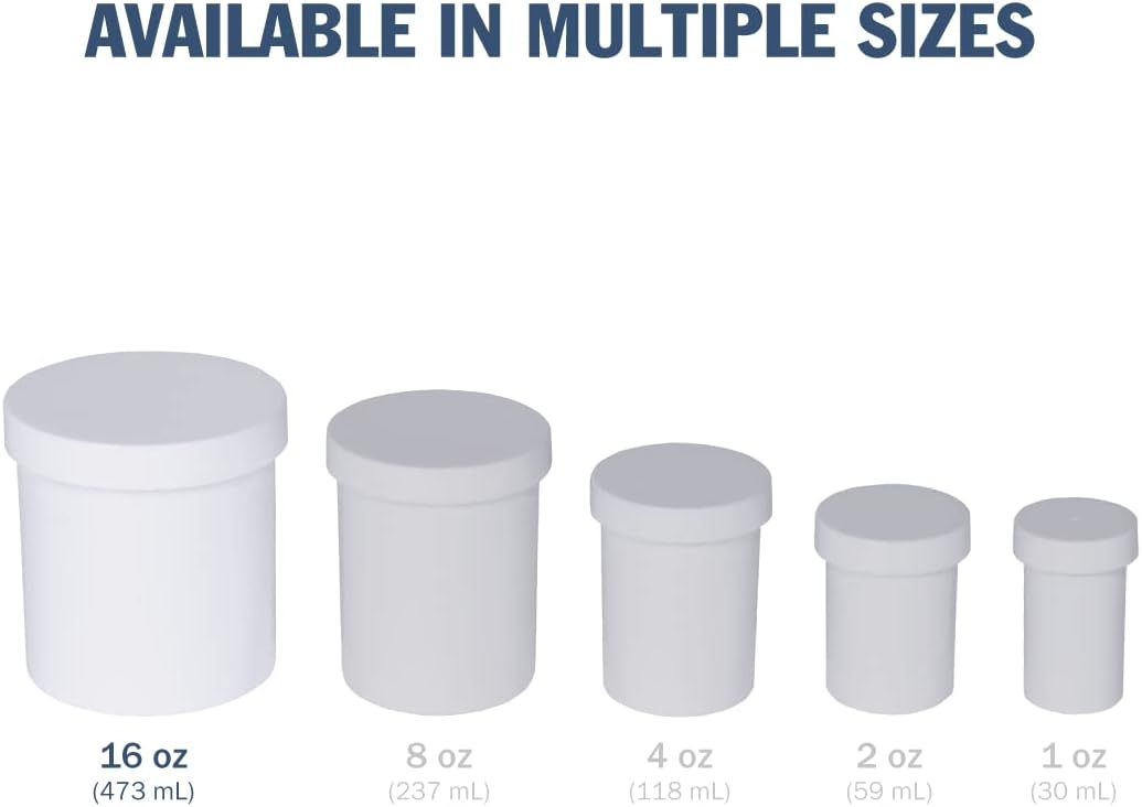 EZY DOSE Ointment Jar and Container, Screw on Cap, Leak-Proof Container for Creams and Balms, Durable Design, Ideal for DIY Skincare and Herbal Remedies, 16 oz Capacity, White (Pack of 12)