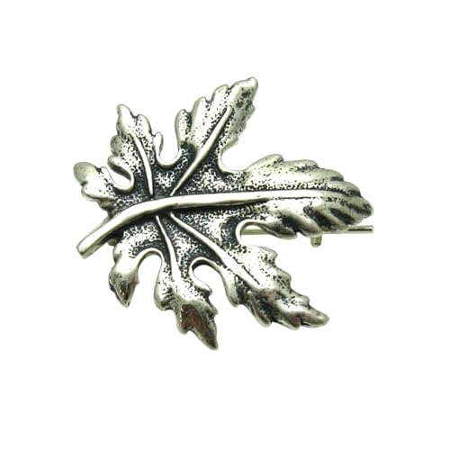 Broche en argent massif 925 feuille Empress pour sublimer un manteau d'hiver ou un foulard en soie