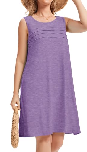 Image of CHICGAL Womens Summer Dresses Casual Loose Pleated Front Tshirt Sleeveless Tank Sundresses with Pockets 2026