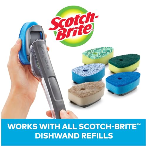 Image of Scotch-Brite Advanced Soap Control Non-Scratch Dishwand Kit, 1 Dish Wand & 5 Sponge Refills, Prevents Soap from Leaking, Leak-Free Guarantee, Best for Nonstick Pots and Pans, Glass, Tubs, & Showers