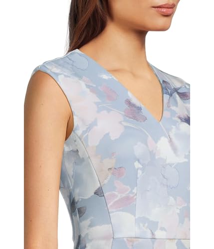 Image of Calvin Klein Women's Sleeveless V-Neck Knee Length Crepe Sheath Dress