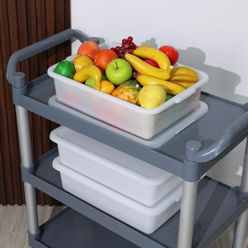 Caja de transporte de alimentos de 13 L con tapa blanca, juego de 3 cubetas de autobús 3