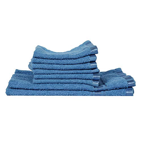 Serviette de bain de qualité supérieure en coton bleu, lot de 8 pièces