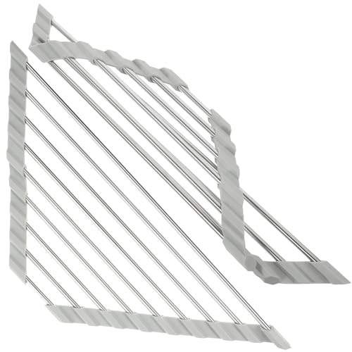 Lurrose 折りたたみ可能な三角形ステンレス製シンク水切りラック ストレージバスケット キッチンスポンジ収納 水切り機能付きコンパクト設