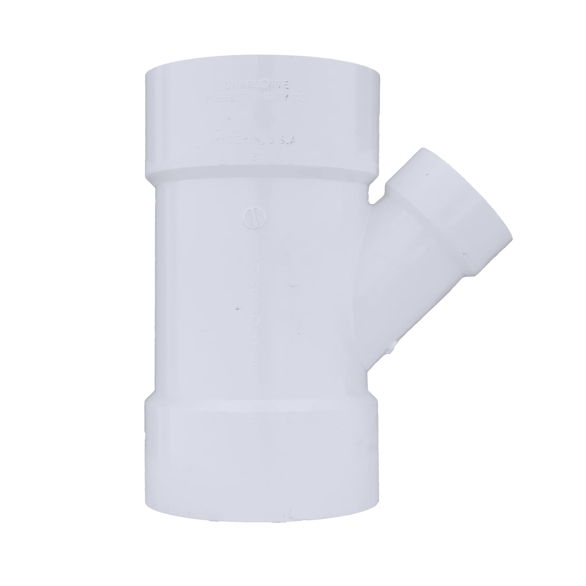 Charlotte 601 Blanco PVC Reducción Ajuste Wye, 6 "x 6" x 3 "