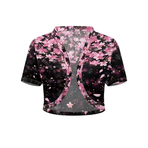 Image of Womens Short Sleeve Bolero Shrug Open Front Knit Cropped Cardigan Shoulder Cover for Dress Cute Casual Knit Cover Up