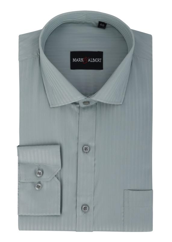 Image of MARK & ALBERT Men's Striped Full Sleeves Cotton Formal Shirt White | Stylish Shirt for Men