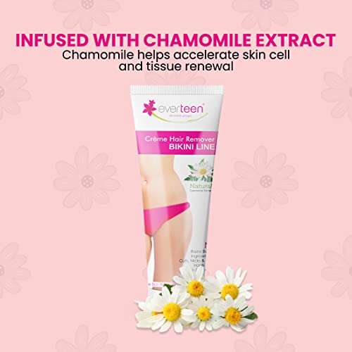 everteen NATURAL Hair Removal Cream with Chamomile for Bikini Line & Underarms in Women and Girls | No Harsh Smell, No Skin Darkening, No Rashes |... - Image 5
