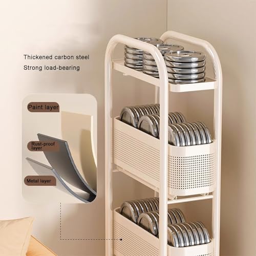 Carrello portaoggetti sottile – Scaffale scorrevole stretto per lavanderia, ufficio, bagno, cucina, design salvaspazio, 40 x 16 x 90 cm
