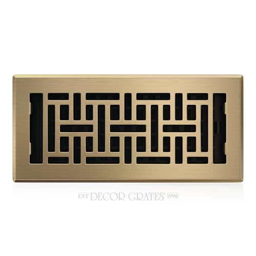 Decor Grates AJH410-A Oriental Floor Register, 4x10 Inches, Antique Brass Finish