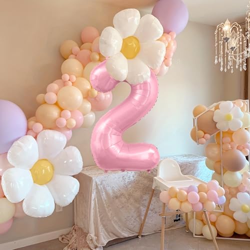 Image of 40 Inch Pink Number 2 Balloon, 2nd Birthday Decoration Boys Girls