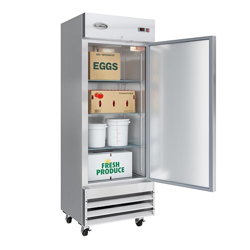 Image of KoolMore 29 inch Stainless Steel Solid Door Commercial Reach-in Refrigerator Cooler - 19 cu. ft (RIR-1D-SS-19C)