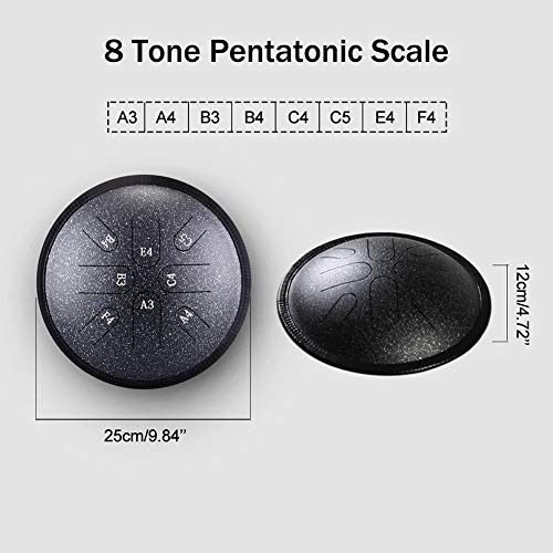 Steel Tongue Drum 10 Inch 8 Notes Hand Pan Drum Tank Drum con Baquetas Bolsa de Transporte Kit de Percusión para Adultos Práctica de Yoga, Meditación miniatura 6