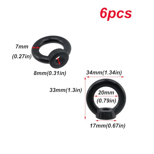 Image of Antrader M8 Metric Ring Shape Lifting Eye Nut,6PCS 304 Stainless Steel M8 Ring Eye Bolts Threaded Nuts