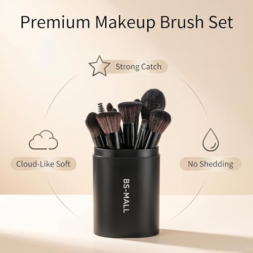 Image of BS-MALL Makeup Brush Set 18 Pcs Premium Synthetic Foundation Powder Concealers Eye shadows Blush Makeup Brushes with black case (C-Black)