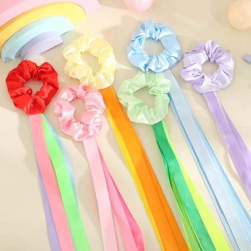 Image of VioraWhite 12 Pcs Rainbow Dance Ribbons for Kids Rainbow Rhythm Ribbons Elastic Wrist Streamers Hand Held Rhythm Streamers Gymnastics Dance Party Props for Adult Decor (0.8 x 19.7 Inch,Macaron)
