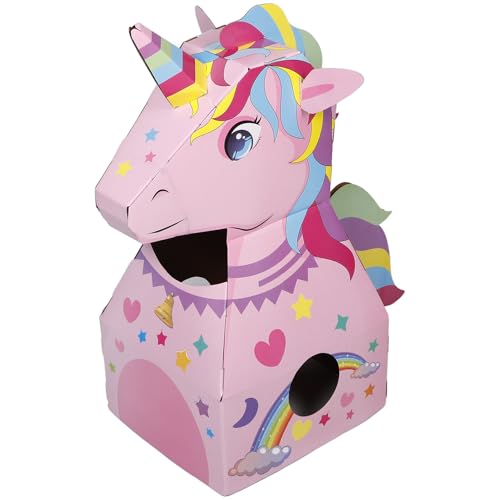 UKCOCO Caja de Cartón 3D para Armar y Vestir Juguete DIY para Disfraz de Unicornio Portátil Ligero y Seguro para Juegos de Rol y Actividades Educativas