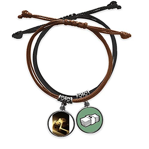 Pulsera de dados pulsera de cuero amuleto suerte cadena mano dinero para hombre