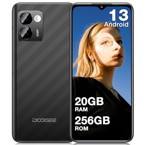 DOOGEE N50 Pro Mobile Phones Sim Free Unlocked, 20GB + 256GB/1TB TF, Android 13 Smartphone, Octa Core, 6.52" HD+ Waterdrop Screen, 50MP Camera, 4G Dual Sim Mobile Phone, 4200mAh, Fingerprint/Face ID
