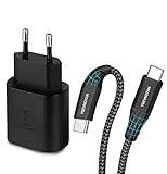 25W Schnellladegerät USB C Netzteil für Samsung Galaxy S22, Z Fold 3, Z Flip 3, S21, S21+, S21 FE, S21 Ultra, S20, S20+, S20 FE 5G, Note20, A90, A80, A70 Ladegerät mit 2m Ladekabel Typ C-Schwarz