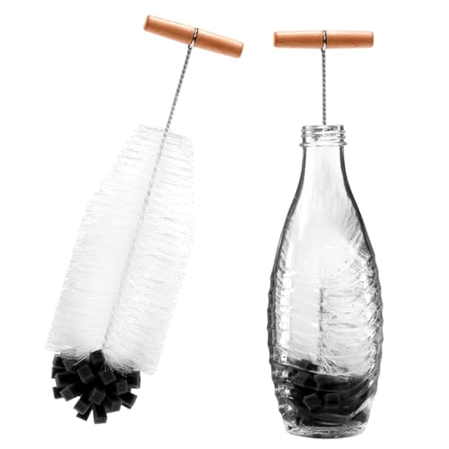 SINZONeu® Cepillo para Botellas 35cm - Limpia Botellas por Dentro, Limpieza Profunda Sin Rayones y Secado Rápido para Botellas de Cristal