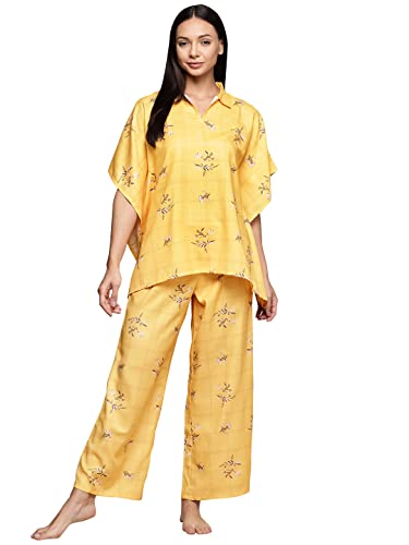 Image of ZIYAA Women Women's Orange Rayon Night Suit Set