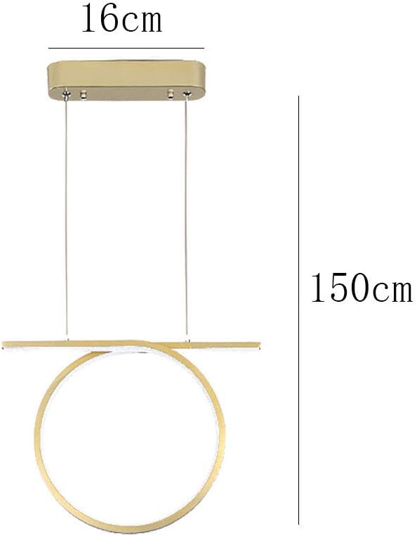 Modern Linear 3 Ring Pendant Lighting Fixture with 57 W Remote Dimmable Led,Gold,Nordic Geometric Chandelier Minimalist Ceiling Lamp for Dining Living Room Bedroom,Warm White Light,1-Light